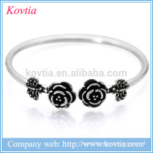 Thai Silver bracelet flower charm rose butterfly 925 bangle wholesale alibaba